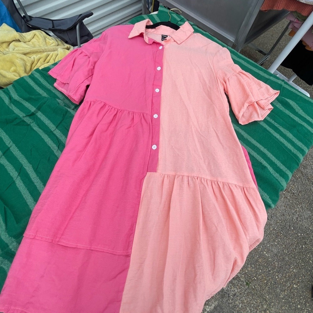 Shein - Pink and Peach Colorblock Dress